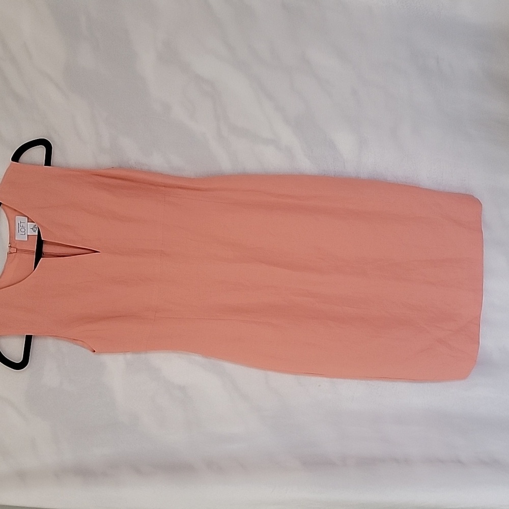 LOFT Ann Taylor Dress Size 2 Coral Salmon Linen Blend Fully Lined